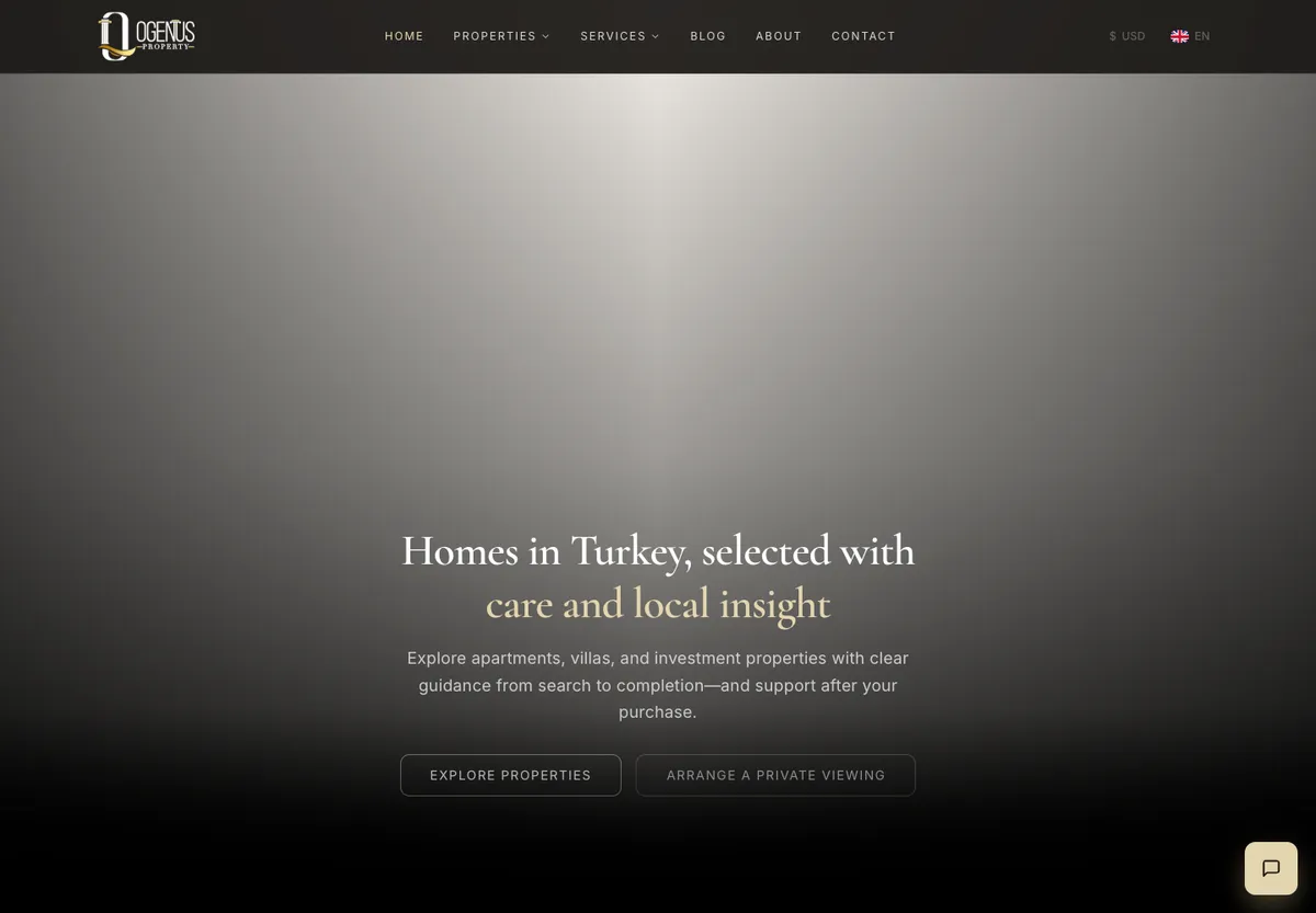 Ogenus Property public website preview